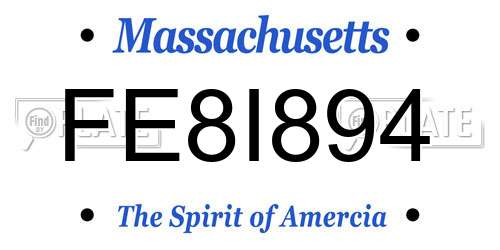 FE8I894 Massachusetts License Plate