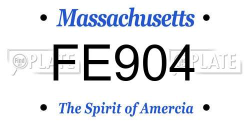 FE904 Massachusetts License Plate