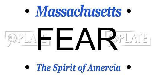 FEAR Massachusetts License Plate