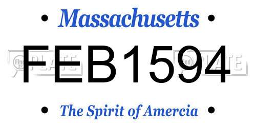 FEB1594 Massachusetts License Plate