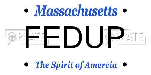 FEDUP Massachusetts License Plate