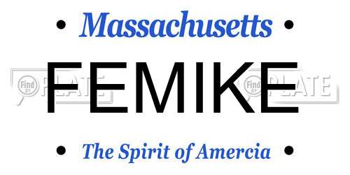 FEMIKE Massachusetts License Plate