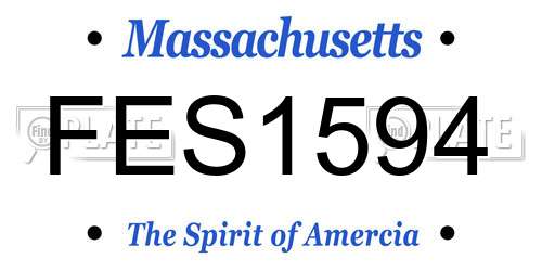 FES1594 Massachusetts License Plate
