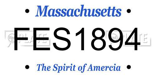 FES1894 Massachusetts License Plate