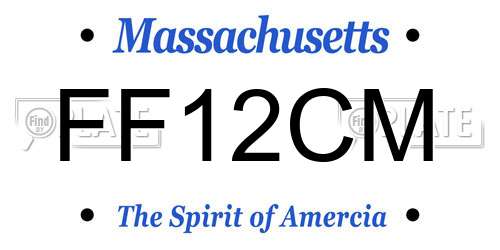 FF12CM Massachusetts License Plate