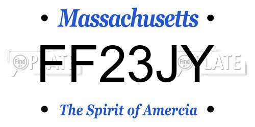FF23JY Massachusetts License Plate