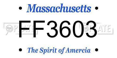 FF3603 Massachusetts License Plate