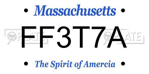 FF3T7A Massachusetts License Plate