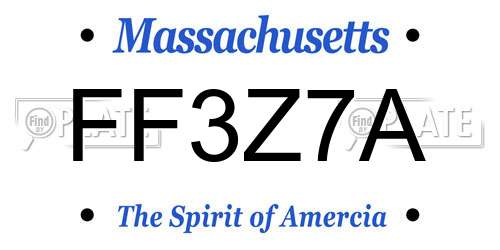 FF3Z7A Massachusetts License Plate