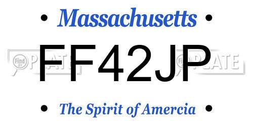 FF42JP Massachusetts License Plate