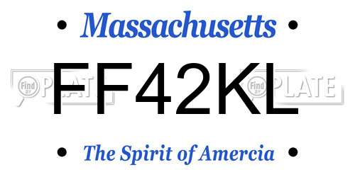 FF42KL Massachusetts License Plate