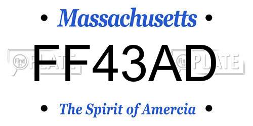 FF43AD Massachusetts License Plate