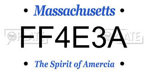 FF4E3A Massachusetts License Plate