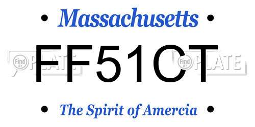 FF51CT Massachusetts License Plate