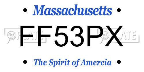 FF53PX Massachusetts License Plate