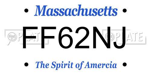 FF62NJ Massachusetts License Plate
