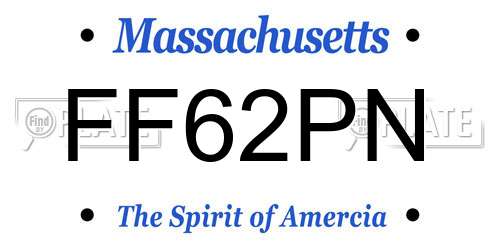 FF62PN Massachusetts License Plate
