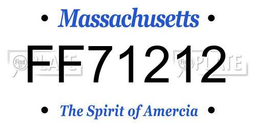 FF71212 Massachusetts License Plate