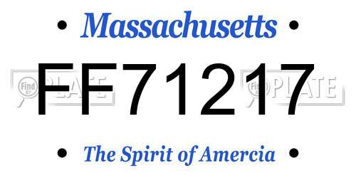FF71217 Massachusetts License Plate