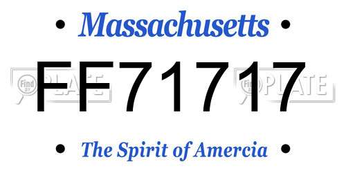 FF71717 Massachusetts License Plate