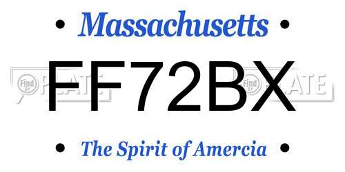 FF72BX Massachusetts License Plate