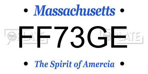 FF73GE Massachusetts License Plate