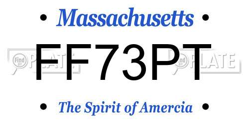 FF73PT Massachusetts License Plate