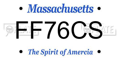 FF76CS Massachusetts License Plate