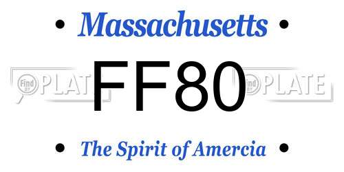 FF80 Massachusetts License Plate