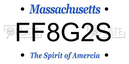 FF8G2S Massachusetts License Plate