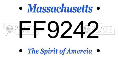 FF9242 Massachusetts License Plate