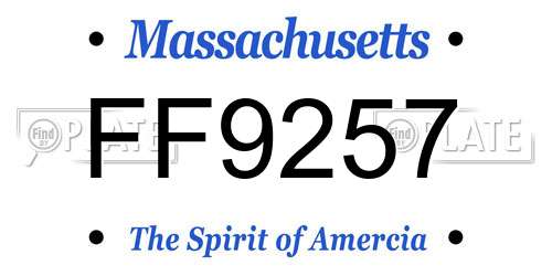 FF9257 Massachusetts License Plate