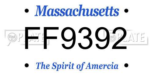 FF9392 Massachusetts License Plate