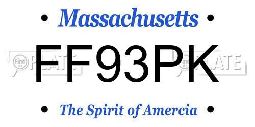 FF93PK Massachusetts License Plate