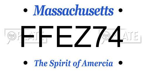 FFEZ74 Massachusetts License Plate