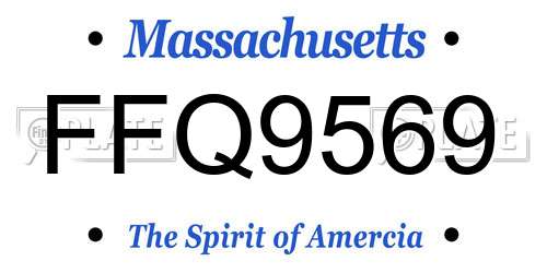 FFQ9569 Massachusetts License Plate