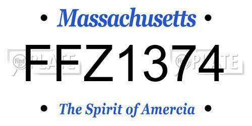 FFZ1374 Massachusetts License Plate