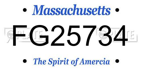 FG25734 Massachusetts License Plate