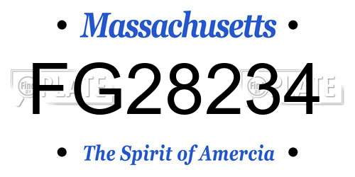 FG28234 Massachusetts License Plate