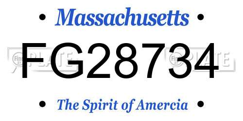 FG28734 Massachusetts License Plate