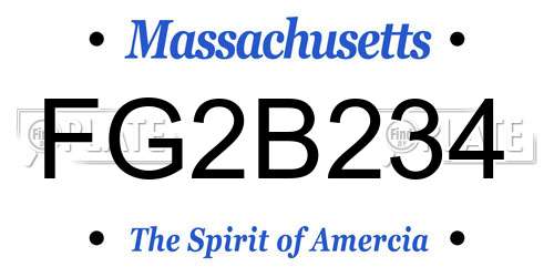 FG2B234 Massachusetts License Plate