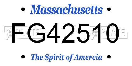 FG42510 Massachusetts License Plate