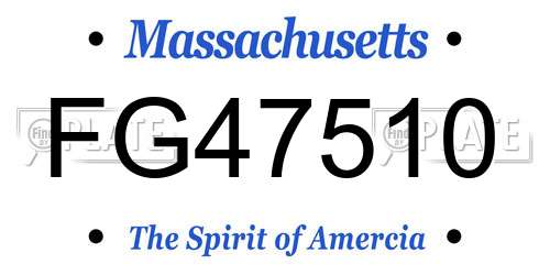 FG47510 Massachusetts License Plate