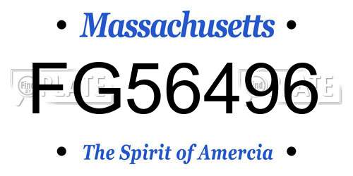 FG56496 Massachusetts License Plate