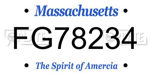 FG78234 Massachusetts License Plate