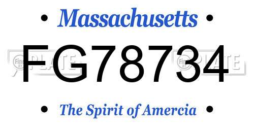 FG78734 Massachusetts License Plate