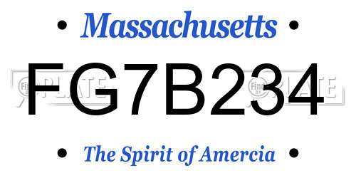 FG7B234 Massachusetts License Plate