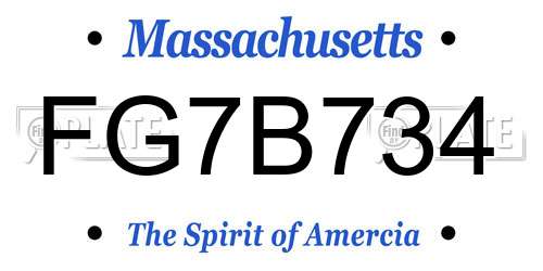 FG7B734 Massachusetts License Plate
