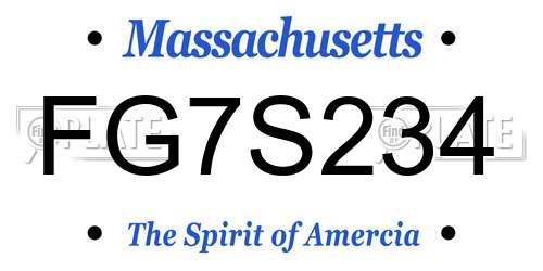FG7S234 Massachusetts License Plate