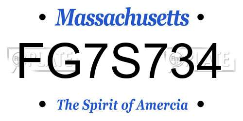 FG7S734 Massachusetts License Plate